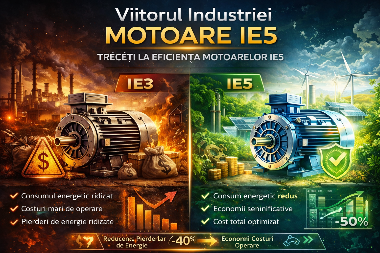 De ce să treci la motoare IE5: eficiență, costuri și comparație cu IE3