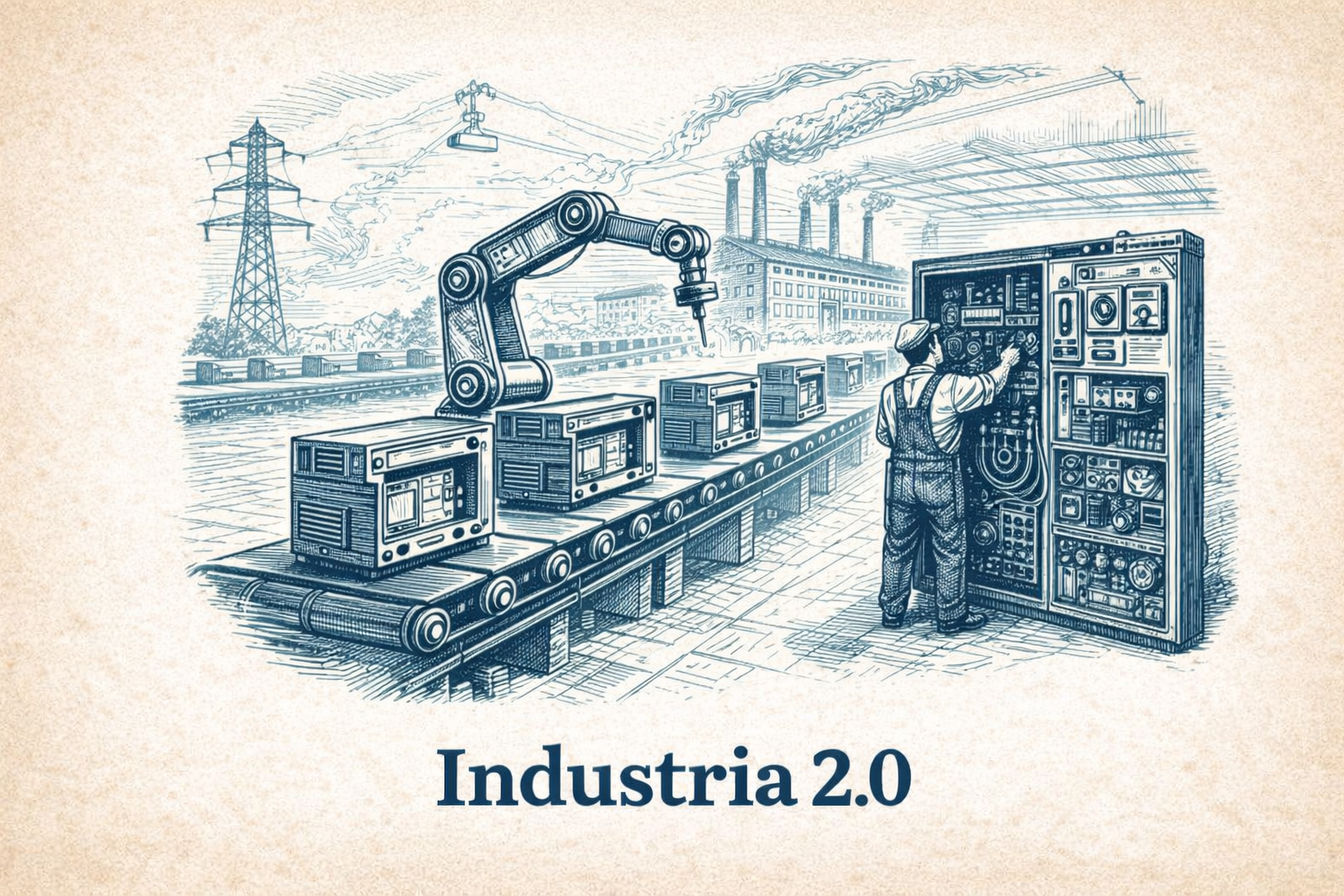 Industria 2.0 a adus producția de masă și electricitatea.