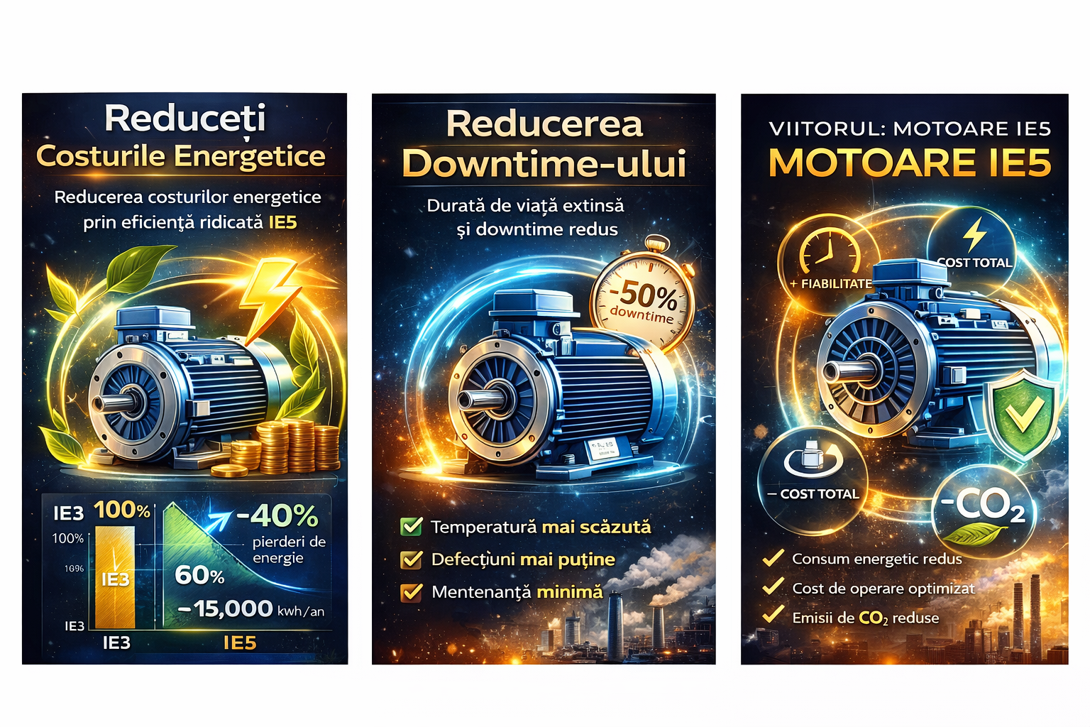 Comparație între motoare IE3 și IE5